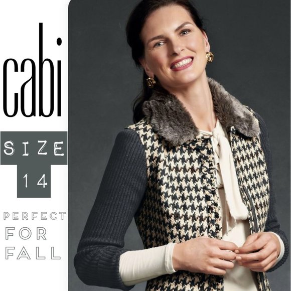 CAbi Jackets & Blazers - CAbi Houndstooth Mixer Cardigan Size 14
